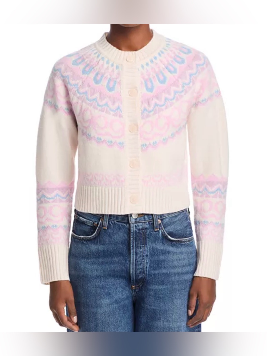 Nwt Loveshackfancy Shantae Fair Isle Wool Cardigan Preppy Coquette Nordic Sz Xl